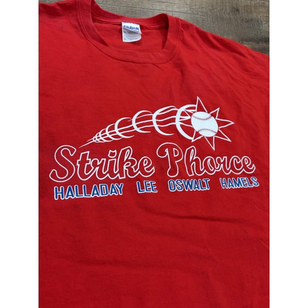 Vintage Philadelphia Phillies Strike Phorce Graphic Tee Red XL MLB - Picture 2 of 7